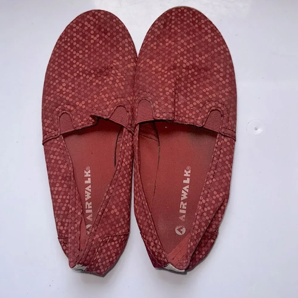 Airwalk Red Light Polka Dots Canvas Flats -‎ Size 6 1/2